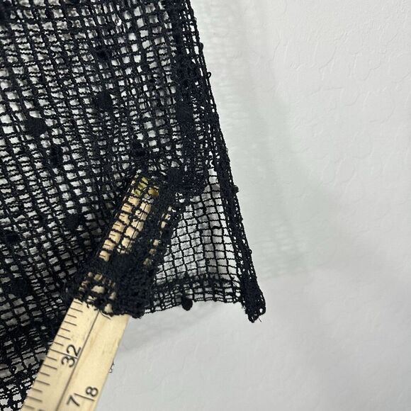Liv Women's Top Black Crochet Sequin Net 3/4 Sleeves Beach Tunic Sweater Size L - Picture 6 of 6